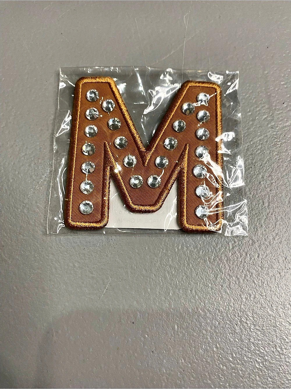 Stoney Clover Lane Bedazzled Brown & Silver Embellished Letter M Patch NWT